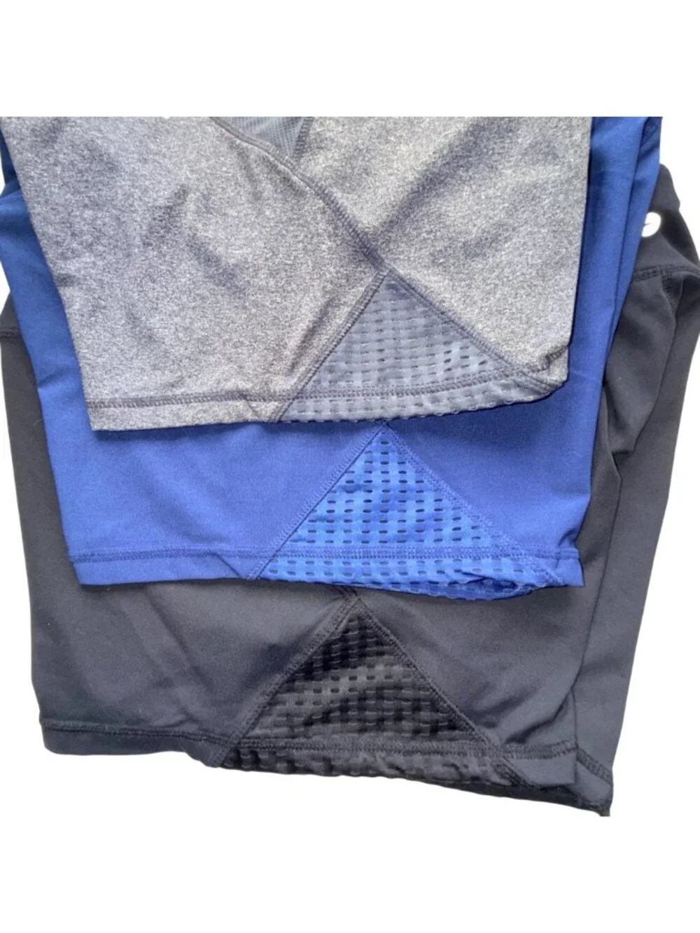 Avia Athletic Shorts Womens L Stretch Activewear Black Blue & Gray 3-Pack